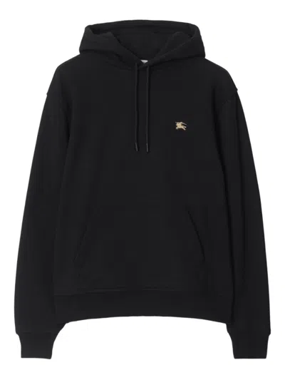 BURBERRY BLACK LOGO COTTON HOODIE
