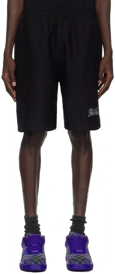 Burberry Black Logo Cotton Shorts In Coal