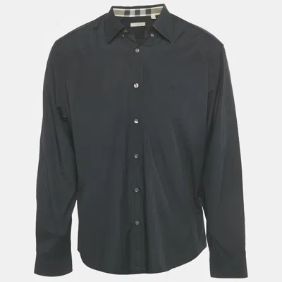 Pre-owned Burberry Black Logo Embroidered Cotton Shirt Xxl