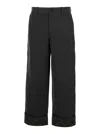 Burberry Black Pants With Logo Embroidery On The Side And Turn-up Checked Hem In Cotton Man In Black