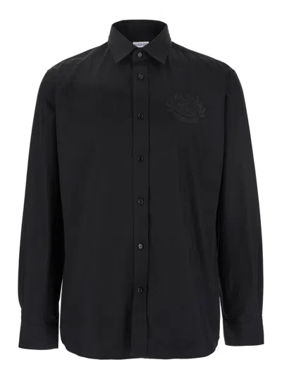 BURBERRY BLACK LOGO EMBROIDERY SHIRT
