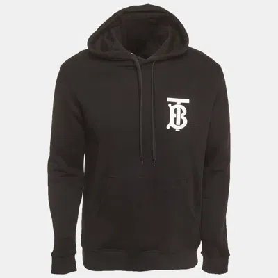 Pre-owned Burberry Black Logo Print Cotton Knit Hoodie S