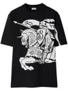 Burberry Black T-shirt With Contrasting Equestrian Knight Print In Cotton Man In Black