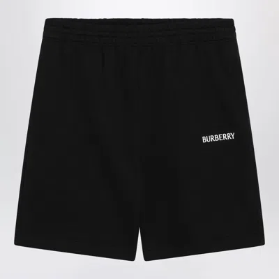 Burberry Logo-print Cotton Track Shorts In Black