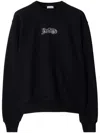 Burberry Black Logo Cotton Blend Sweatshirt In Black
