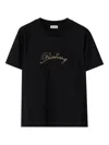 Burberry Check Cursive Logo Cotton T-shirt Clothing In Black