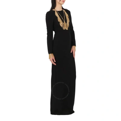 Burberry Black Long-sleeve Chain Detail Gown