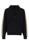 Burberry Black Sweatshirt With Check Motif Detail