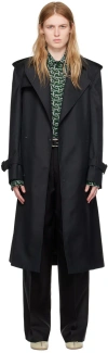 Burberry Black Long Trench Coat In Black