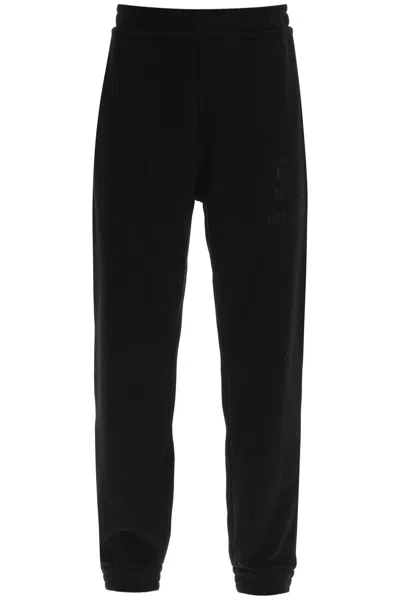 Burberry Black Loose-fit Sweatpants With Ekd Embellishment