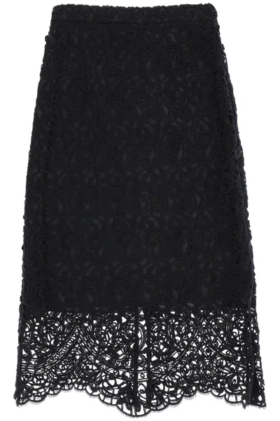 Burberry Black Macrame Lace Skirt
