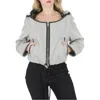 BURBERRY BURBERRY BLACK MELANGE CANVAS AND LEATHER CROPPED HOODED JACKET