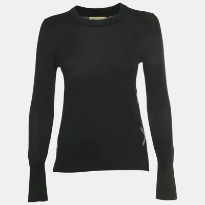 Pre-owned Burberry Black Merino Knit Sweater Xs