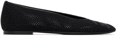 Burberry Square Toe Stretch Ballet Flats With Embroidered Detail In Black