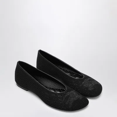BURBERRY BLACK MESH BALLERINA WITH LOGO