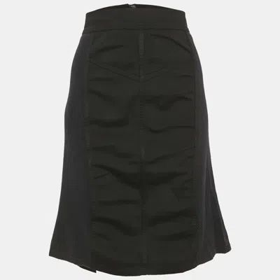 Pre-owned Burberry Black Mesh Trim Jersey Pencil Skirt M