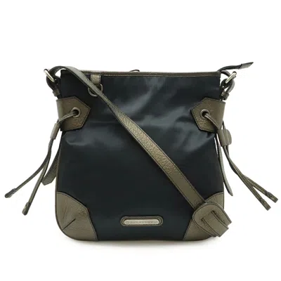 Pre-owned Burberry Black Metallic Brown Nylon Leather Shoulder Bag ()