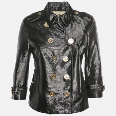 Pre-owned Burberry Black Metallic Double Breasted Jacket S