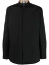 Burberry Sherfield Equestrian Knight Stretch Cotton Poplin Button-up Shirt In Black