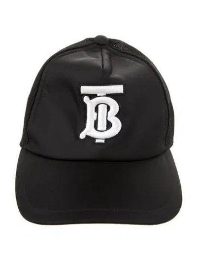 Pre-owned Burberry Black Monogram Embroidered Trucker Cap Size M
