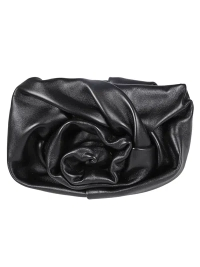 Burberry Black Nappa Leather Rose Clutch