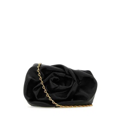Burberry Black Nappa Leather Rose Clutch
