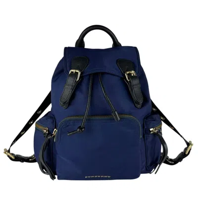 Pre-owned Burberry Black Navy Nylon Leather Backpack () In Black, Navy