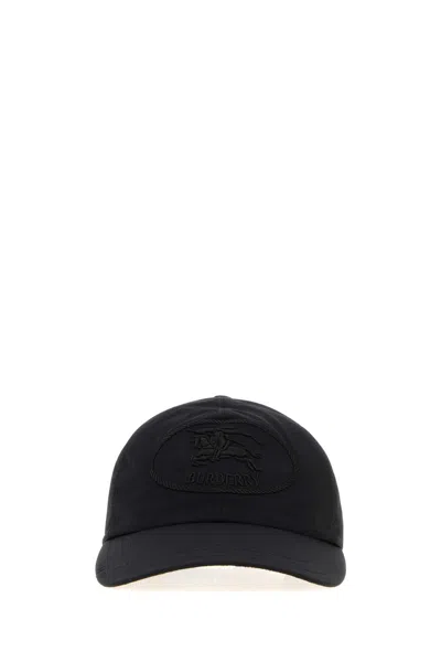 Burberry Black Nylon Baseball Cap In Brown