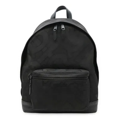 Pre-owned Burberry Black Nylon Canvas Leather Backpack ()
