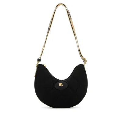 Burberry Nylon Horseshoe Crossbody Bag Adjustable Strap In Black