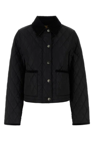 Burberry Women Nylon Jacket With Stitching In Black