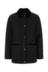 Burberry Women 'oldham' Black Quilted Jacket With Corduroy Collar In Tech Fabric Woman In Black