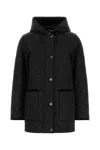 Burberry Diamond Quilted Hooded Long Length Jacket In Black