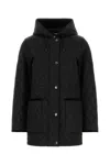 Burberry Diamond Quilted Hooded Long Length Jacket In Black