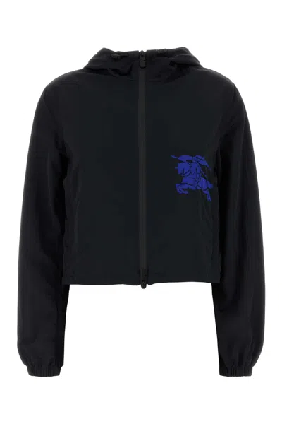 Burberry Nylon Hooded Jacket In Black