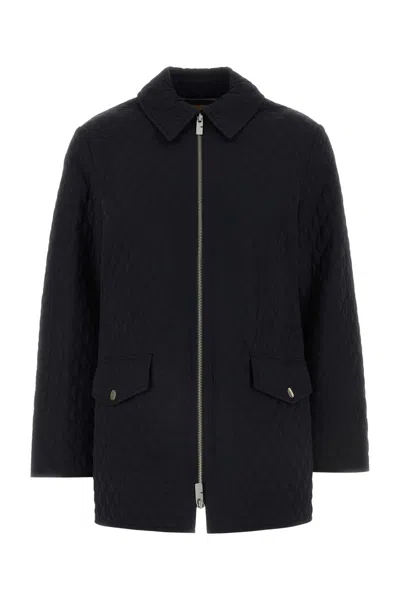 Burberry Black Nylon Jacket In Animal Print