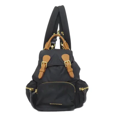 Pre-owned Burberry Black Nylon Leather Backpack ()