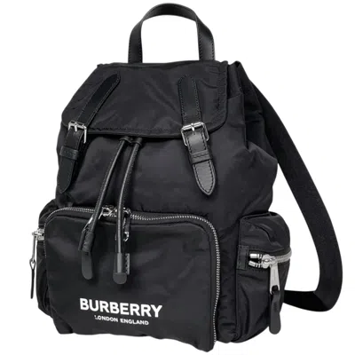 Pre-owned Burberry Black Nylon Leather Backpack ()