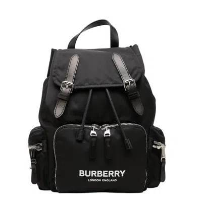 Pre-owned Burberry Black Nylon Leather Backpack ()