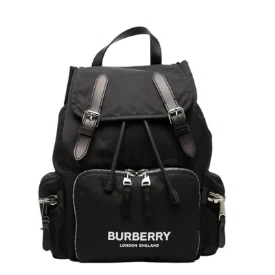 Pre-owned Burberry Black Nylon Leather Backpack ()