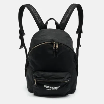 Pre-owned Burberry Black Nylon Logo Print Backpack