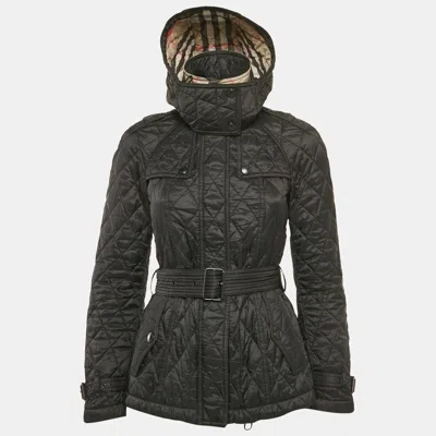 Pre-owned Burberry Black Nylon Quilted Jacket Xs