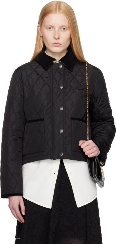 Burberry Women Nylon Jacket With Stitching In Black