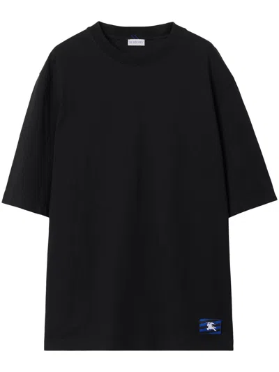 Burberry Black Oversize Crew-neck Cotton T-shirt For Men