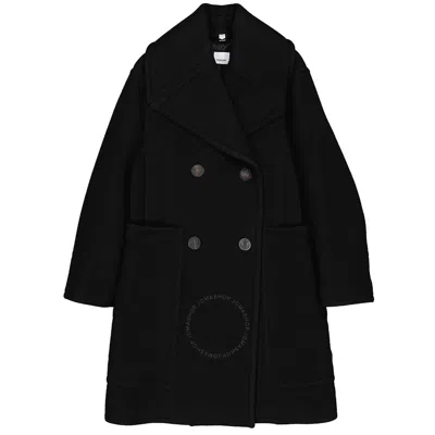 Burberry Black Oversize Notch Collar Double-breasted Pea Coat