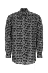 Burberry Long Sleeve Shirt With All-over Monogram Print In Black