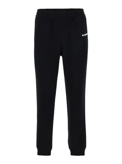 Burberry Black Pants With Elastic Waist And Logo Lettering On The Side In Cotton Man In Multicolor