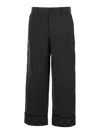 Burberry Black Pants With Logo Embroidery On The Side And Turn-up Checked Hem In Cotton Man In Black
