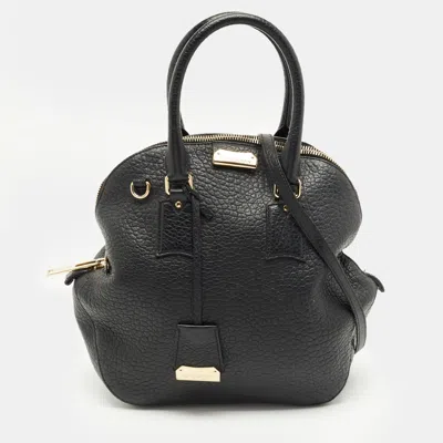 Pre-owned Burberry Black Pebbled Leather Orchard Bowler Bag