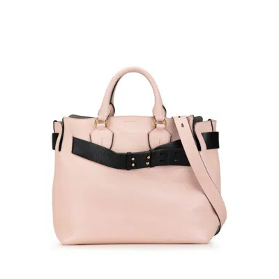 Pre-owned Burberry Black Pink Leather Handbag Shoulder Bag () In Black, Pink